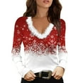 thumbnail image 1 of BKQCNKM Womens Plus Size Tops Plus Size Christmas Tops Women's Shirt T Shirt Graphic Print Long Sleeve Christmas Shirt Plus Size Tops for Women Red XL, 1 of 4