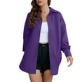 thumbnail image 1 of BKQCNKM Womens Shirts Fashion Ladies Shirt Collar Long Sleeve Cotton Solid Bright Color Blouse Blouses For Women Fall Outfits Purple M, 1 of 8