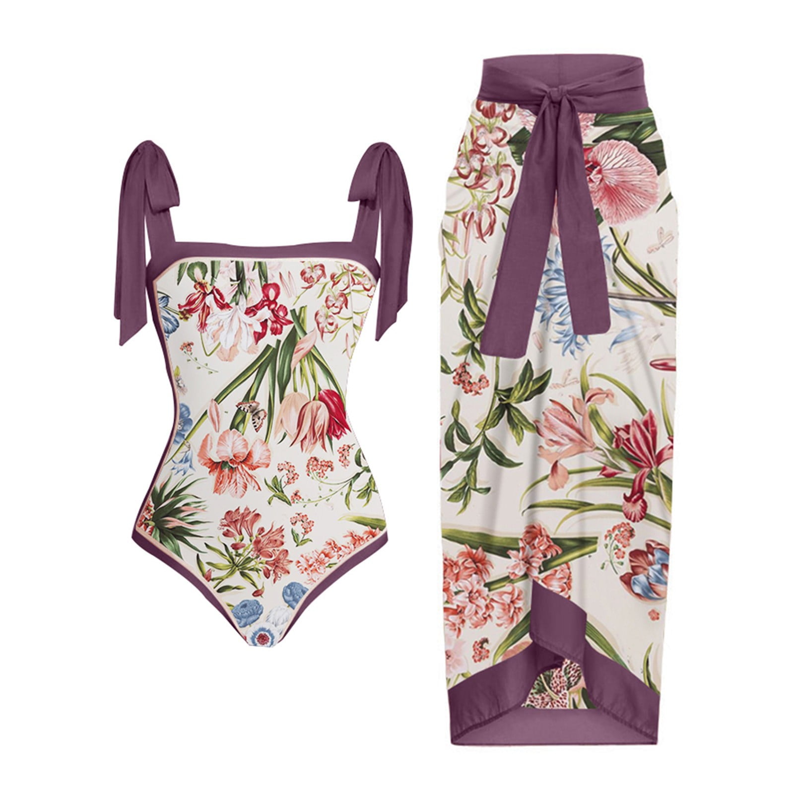 BKQCNKM Womens Swimsuits,swim Suits for Women 2024,vintage Floral Print ...