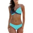 thumbnail image 1 of BKQCNKM Womens Swimsuits,swim Suits for Women 2024,womens Padded Push-up Bra Bikini Set Swimsuit Bathing Suit Swimwear Beachwear Polyester Tankini Swimsuits for Women,bikini Sets for Women Blue Xl, 1 of 1