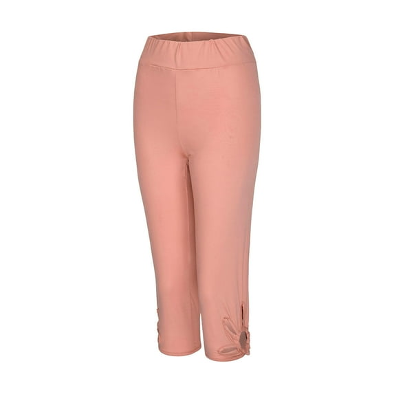 BKQCNKM Yoga Pants Women Leggings for Women Tummy Control Hollow Casual Fashion Size Elastic Waist Solid Leggings Pants Women Plus Yoga Pants Tummy Control Leggings Pink XXL