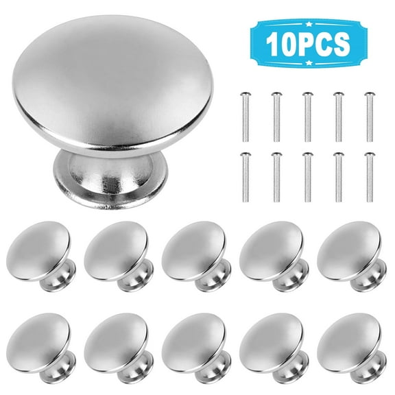 BKSDUEH 10PCS Brushed Satin Nickel Cabinet Knobs, Modern Round Kitchen Cabinet Door Pulls, Drawer Handles Cabinet Hardware Cupboard Handles with Mounting Screws for Dresser, Silver/Black