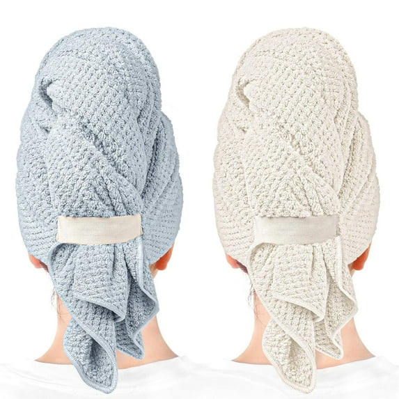 BKSDUEH 2 Packs Large Microfiber Hair Towels for Women, Super Absorbent & Quick Dry Hair Towel Wrap for Curly Hair Long & Short Hair- Anti-Frizz Hair Turbans for Wet Hair