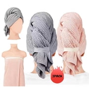 BKSDUEH 2 Pack Microfiber Hair Towel Wrap for Women, Ultra Absorbent Quick Dry Bath Towels, Anti Frizz Turbans for All Hair Types, Soft Hair Drying Towels for Home, Bathroom, Travel
