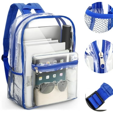 BKSDUEH Clear Backpack, Heavy Duty PVC Transparent Backpack, See Through Bookbag for Stadium,Travel, School, Black