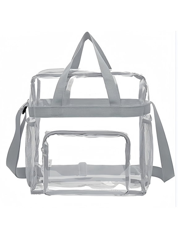 Clear Tote Bags, Stadium Approved Heavy Duty Travel Bags, Large Sports Shoulder Pack for Work,Competition,School