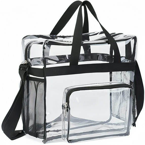 BKSDUEH Clear Tote Bags, Stadium Approved Heavy Duty Travel Bags, Large Sports Shoulder Pack for Work,Competition,School