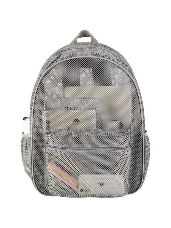 Heavy Duty Mesh Backpack, See Through College Backpack with Padded Shoulder Straps for Swimming, Outdoor Sports