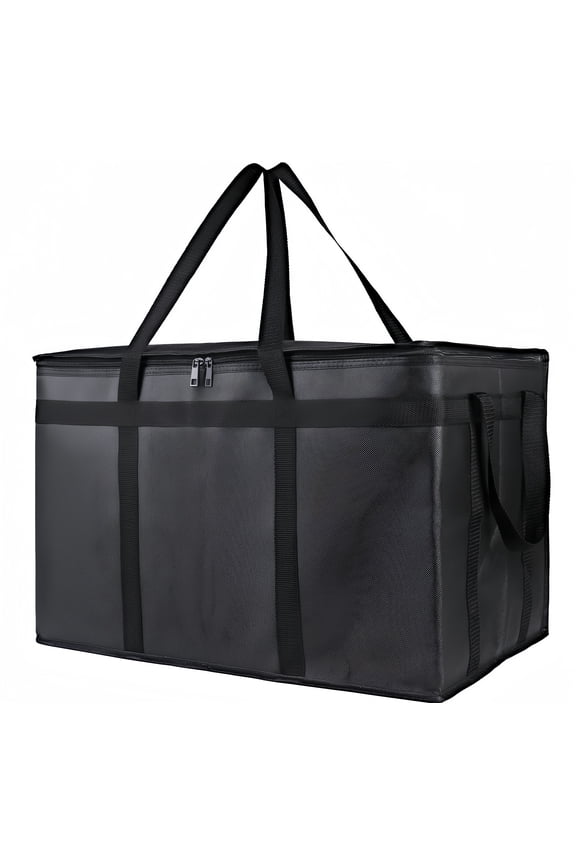 Insulated Food Delivery Bag for Hot and Cold Meal, Grocery Tote Insulation Bag for Catering, Pizza Warme(Black)