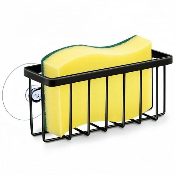 BKSDUEH Kitchen Sink Sponge Holder, Kitchen Sink Caddy, Sponge Holder for Kitchen Sink Suction, Dish Sponge Holder (Black)