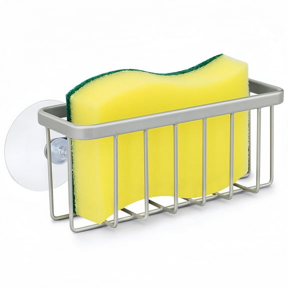 BKSDUEH Kitchen Sink Sponge Holder, Kitchen Sink Caddy, Sponge Holder for Kitchen Sink Suction, Dish Sponge Holder (Mat Silver)