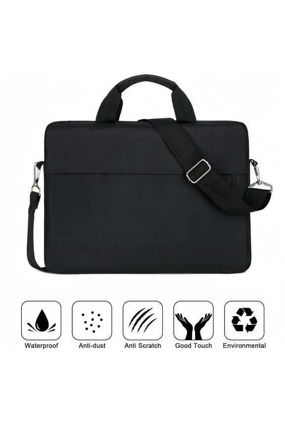 Laptop Bag Case 15.6 Inch, Computer Sleeve Messenger Bag with Shoulder Strap Expandable Waterproof Business Briefcase for Men Women to Work Travel School, Black