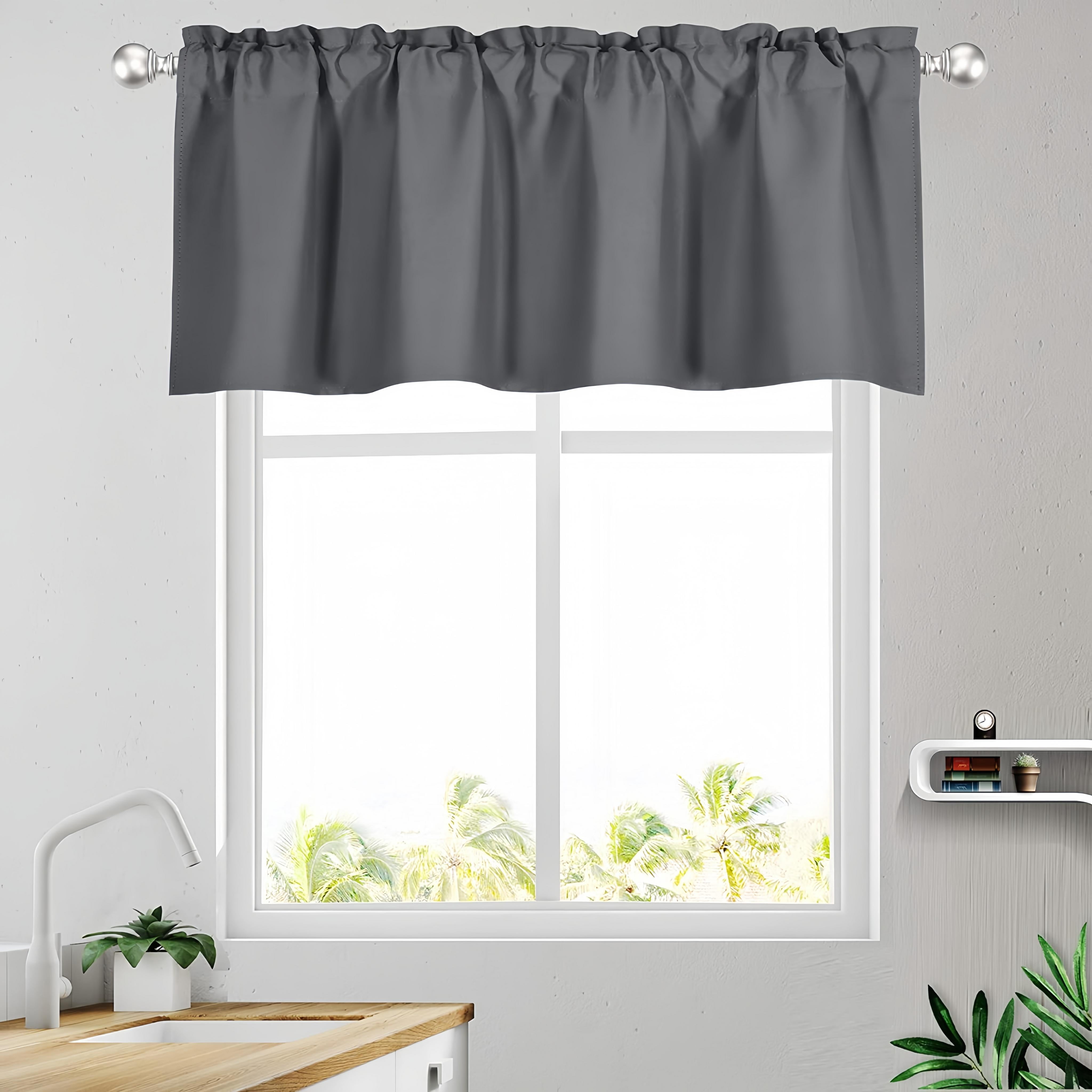 BKSDUEH Single Panel Valances for Windows Rod Pocket Blackout Kitchen ...