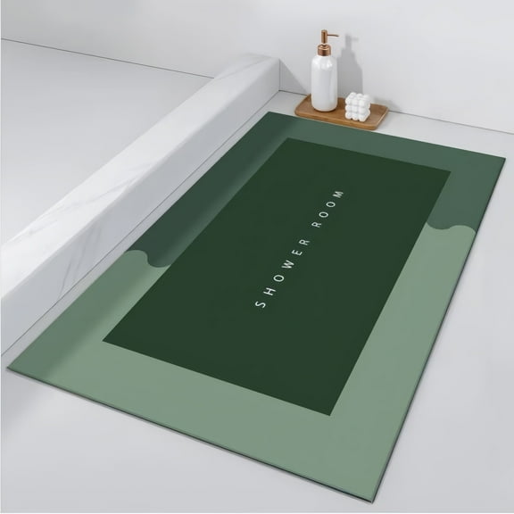 BKSDUEH Super Absorbent Floor Mat, Multi-size Bathroom Anti-slip Bath Mats for Home, Microfiber Quick Dry Bathroom Carpet, Morandi Color Matching Diatom Mud Bath Mat(19.7x31.5 in, Green)
