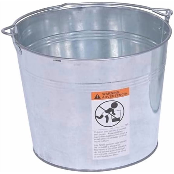 BKT-GAL-325 Galvanized Steel Bucket, 9-13/16" Depth, 3.25 gallon, 28 pound Capacity, Silver$$Tools & Hardware Other