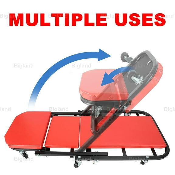 BL 40'' 2-in-1 Z Creeper Mechanic Rolling Garage/Shop Seat Stool Auto Repair 300 lbs Capacity