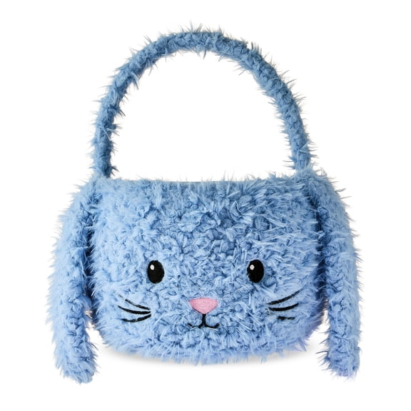Plush Bunny Basket, Blue, 8.5" x 6.25", Easter by Way To Celebrate