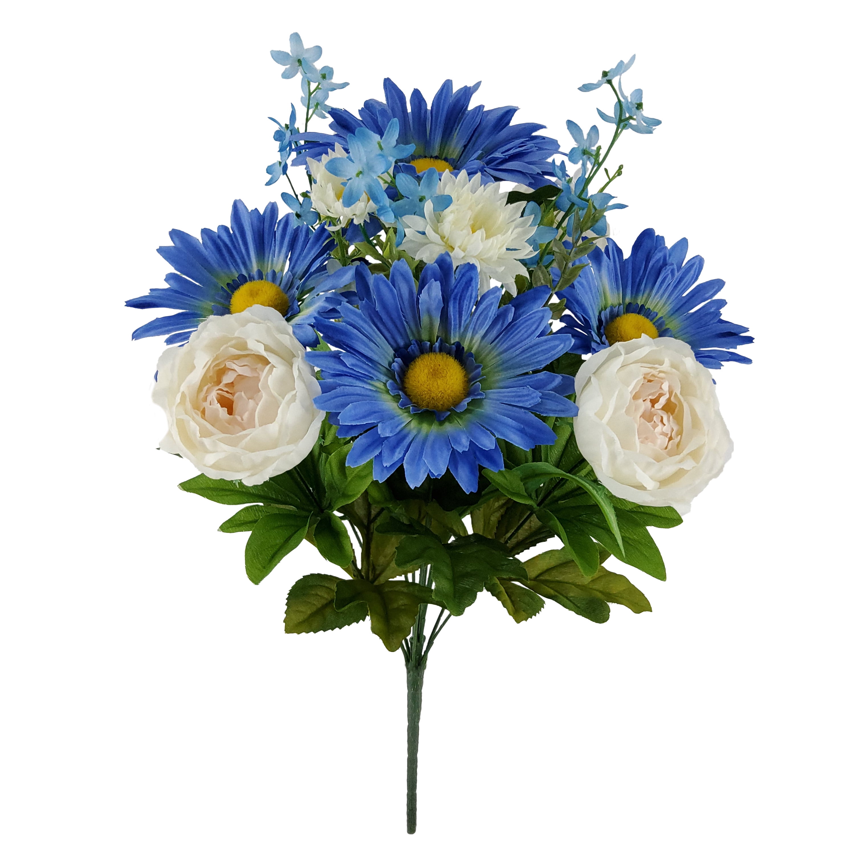 Mainstays 19in Indoor Artificial Gerbera Daisy Bouquet, Blue Color