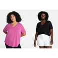 thumbnail image 1 of Terra & Sky Women's Plus Size V-Neck Tee with Short Sleeves, Size 0X-5X, 1 of 3