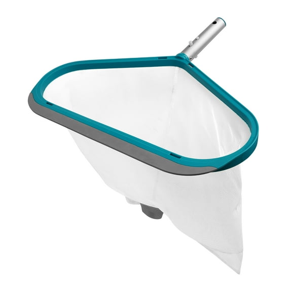 Bluescape Teal & Gray Pool Leaf Rake with Aluminum Frame and Tab Easy to Empty Debris