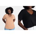 thumbnail image 1 of Terra & Sky Women's Plus Size V-Neck Tee with Short Sleeves, Size 0X-5X, 1 of 3