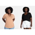 thumbnail image 1 of Terra & Sky Women's Plus Size V-Neck Tee with Short Sleeves, Size 0X-5X, 1 of 3