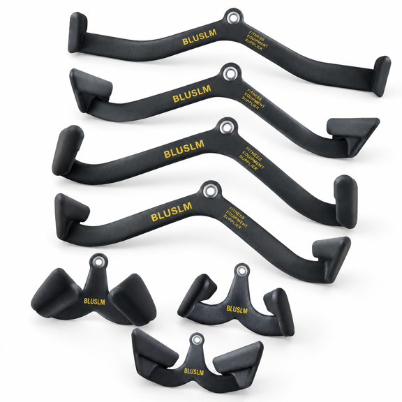 BL08 7Pcs Lat Pulldown Bar Cable Gym Strength Attachment Set