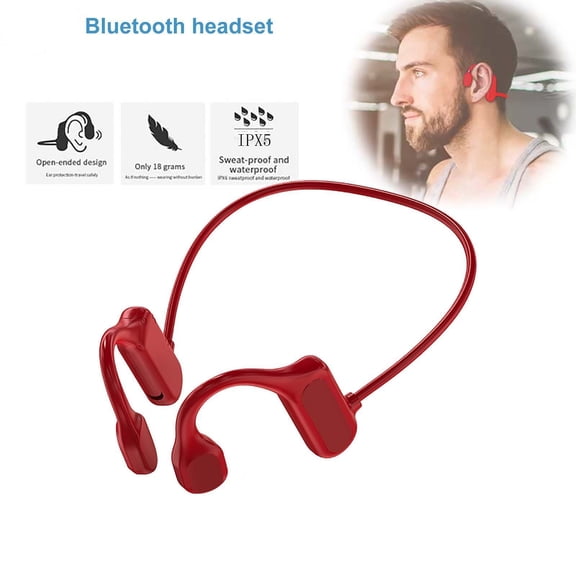 BL09 Wireless Bone Conduction Headset - Bluetooth 5.2, IPX5 Sweatproof, 13H Music/15H Talk Time, Open Design (Black/Blue/Green/Red),Green
