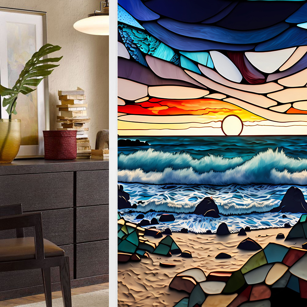 BL112191 Crossborder Flower Sea Electrostatic Glass Sticker PVC Glue