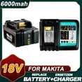 thumbnail image 1 of BL1860 6AH For Makita 18V Battery+Charger set Power Tools Li-ion Replacement LXT BL1850 BL1840 for 18 V Screwdriver with BMS  18V, 1 of 10