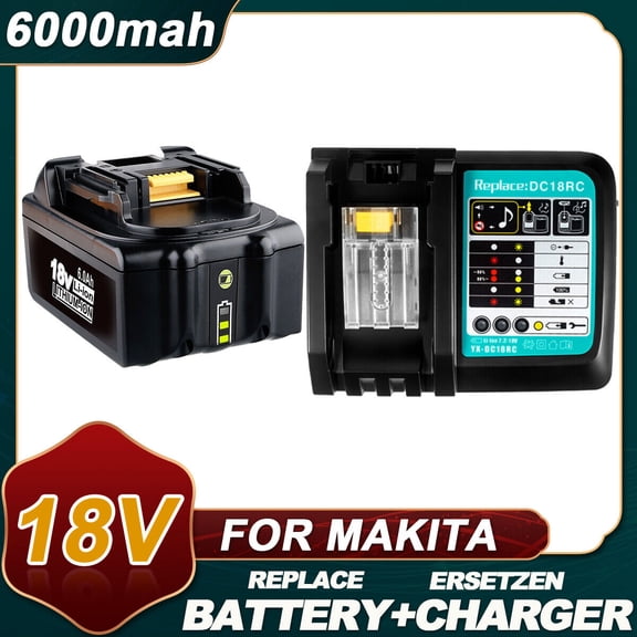 BL1860 6AH For Makita 18V Battery+Charger set Power Tools Li-ion Replacement LXT BL1850 BL1840 for 18 V Screwdriver with BMS 18V