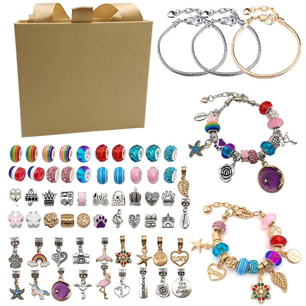 BLA CURRENT Charm Bracelet Making Kit Necklace Crafts Gifts Supplies for Girls Teens Age 8-12 Polychromatic