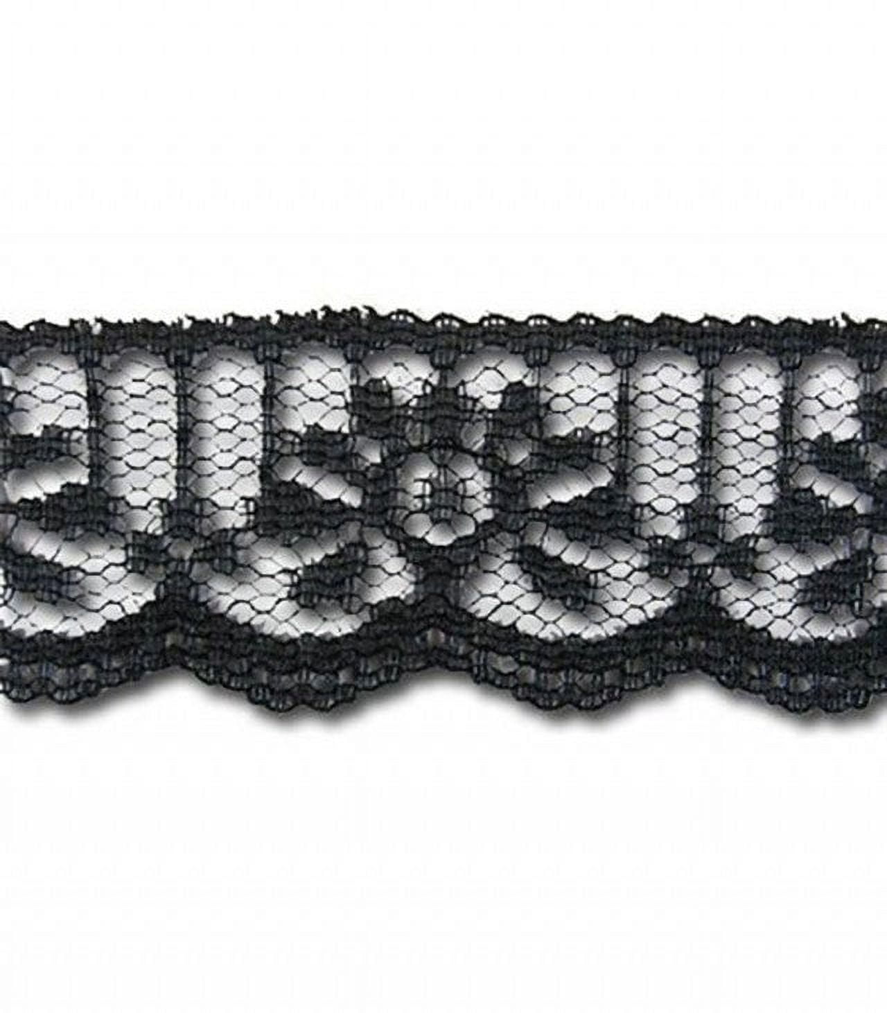 BLACK 1 1/4 INCH FLAT VERTICAL LACE