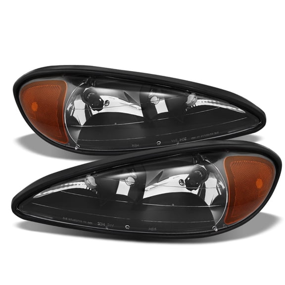 <BLACK> 1999 2000 20001 2002 2003 2004 2005 Pontiac Grand AM Headlights Headlamp