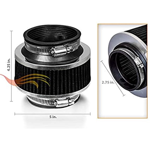 BLACK - 2.75" Inches 70mm Cold Air Intake Bypass Valve Filter