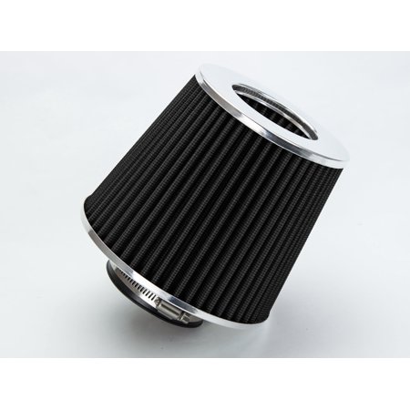 BLACK 3.5" 89 mm Inlet Cold Air Cone Replacement Quality Performance Washable Clamp-On Dry Air Filter