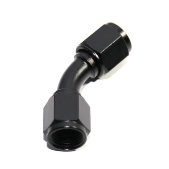 BLACK AN6 Female to 6AN AN-6 Female 45 Degree Flare Swivel Fitting Adapter BLACK AN6 Female to 6AN AN-6 Female 45 Degree Flare Swivel Fitting Adapter