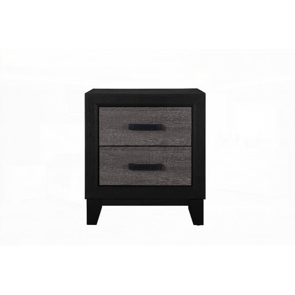BLACK AND GREY SOLUTO NIGHTSTAND HAVING SPACIOUS DRAWERS AND METAL HARDWARE