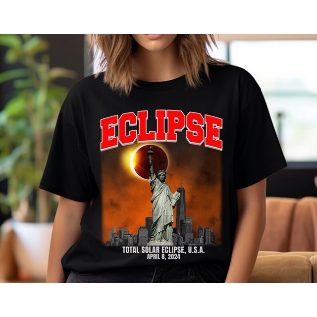 [BLACK] America Total Solar Eclipse 2024 Tshirt Design, Total Solar
