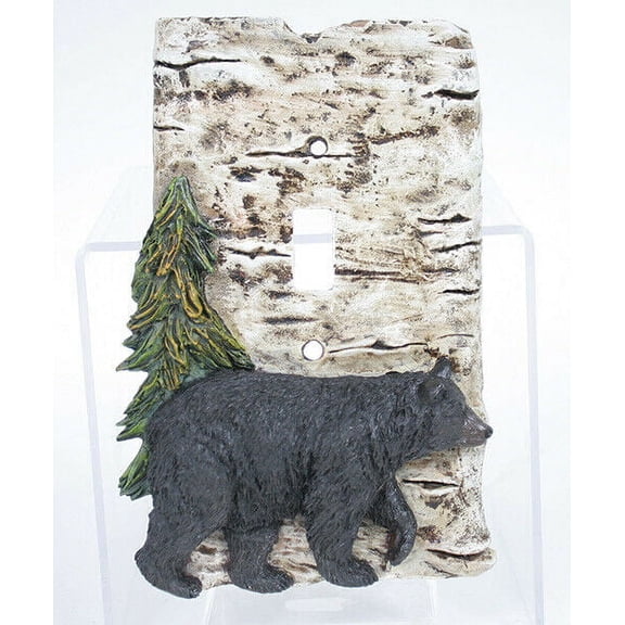 BLACK BEAR Primitive Faux Birch Light Switch Cover, by Slifka