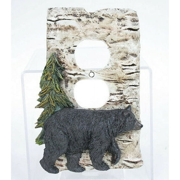 BLACK BEAR Primitive Faux Birch Outlet Cover, by Slifka