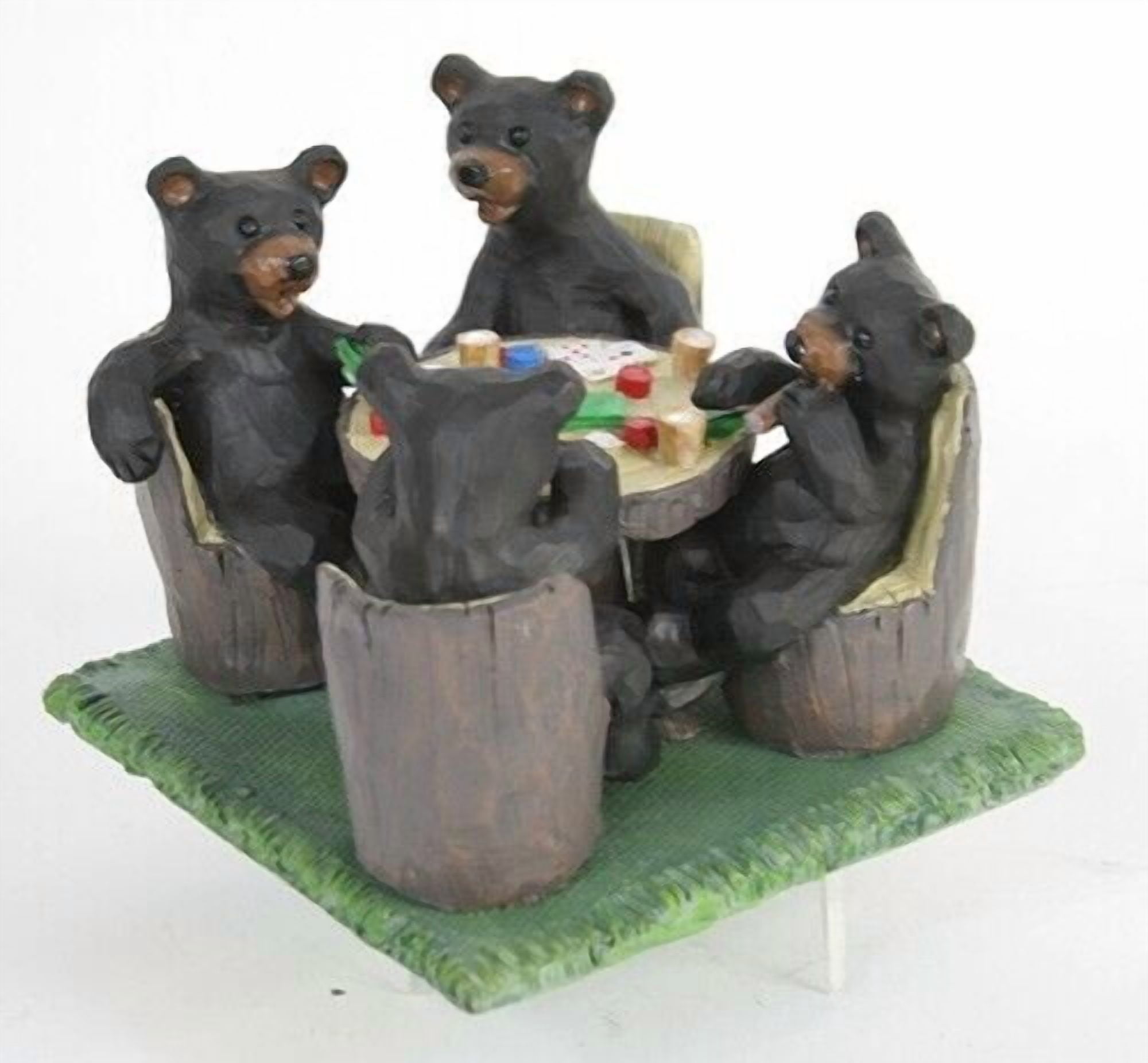 BLACK BEARS PLAYING POKER Woodland Table Figurine, by Slifka