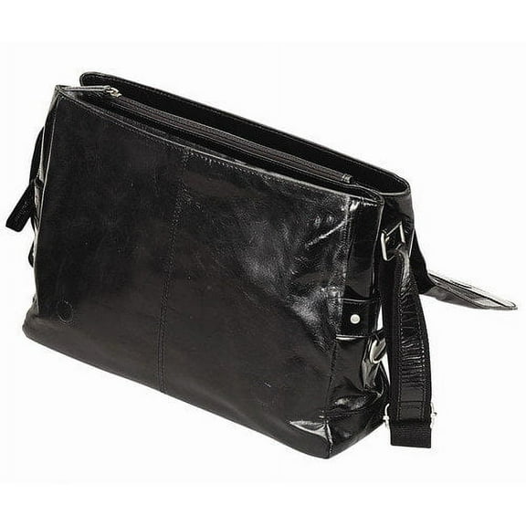 BLACK BELLINO LEATHER MESSENGER BAG