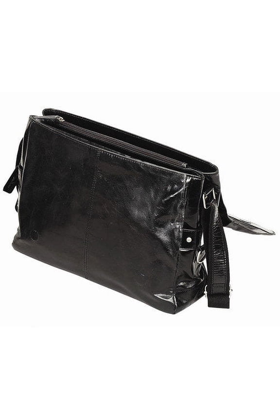 BLACK BELLINO LEATHER MESSENGER BAG
