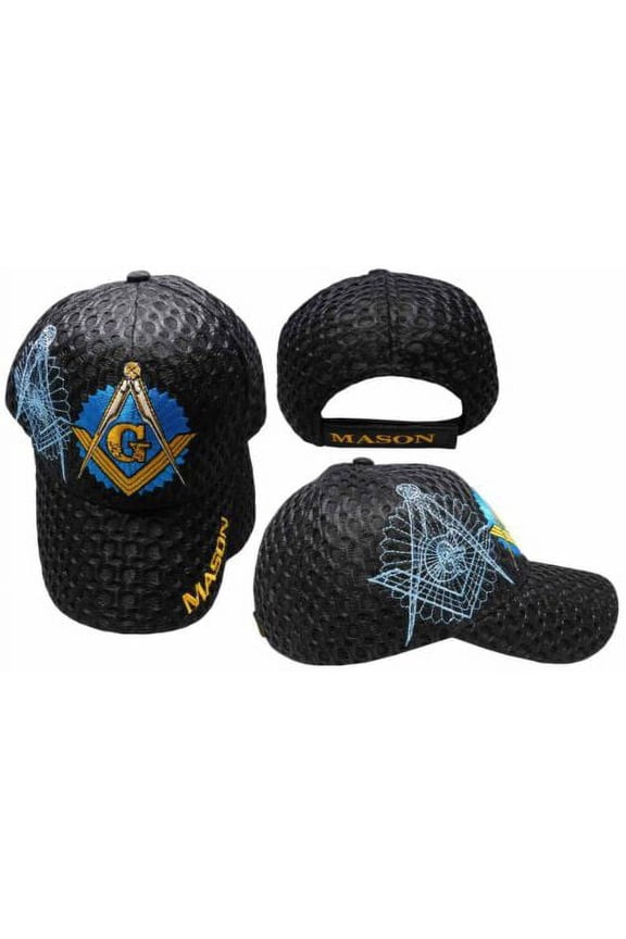 BLACK BLUE MESH MASON MASONIC MASONRY LODGE SUMMER CAP HAT