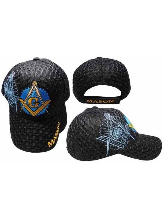 BLACK BLUE MESH MASON MASONIC MASONRY LODGE SUMMER CAP HAT