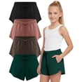 thumbnail image 1 of Pure Champ Girls' Athletic Shorts, 4 Pack, Ultra-Soft Quick-Dry Dolphin Hem with Drawstring, Sizes 2T-16, 1 of 8