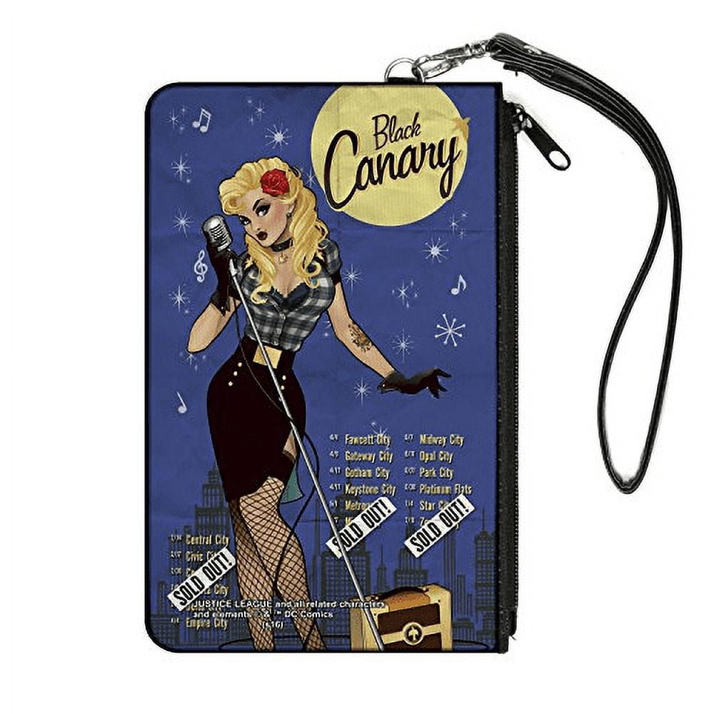 Buckle-Down DC Bombshell Canary Zip Clutch Wallet - 6.5" X 3.5" With Wrist Strap