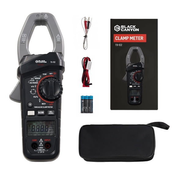BLACK CANYON Digital Clamp Meter TRMS AC/DC Clamp Multimeter 1000A, Amp Meter, DC Amp Meter, Inrush Current, Voltage, Resistance, Capacitance, Diode, Temp, NCV, Backlight LCD