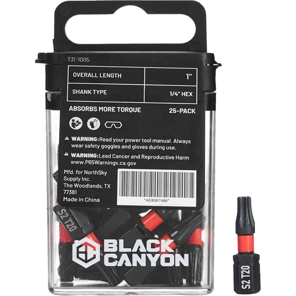 BLACK CANYON Impact Screwdriver Bits, Torx T15, 25-pack